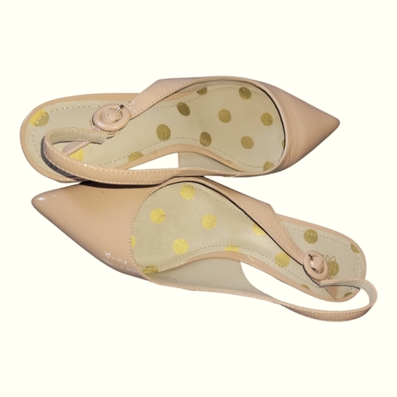 Boden Women's Beige Patent Leather Annie Pointed Toe Slingback Buckle Sz 38 - Picture 6 of 9